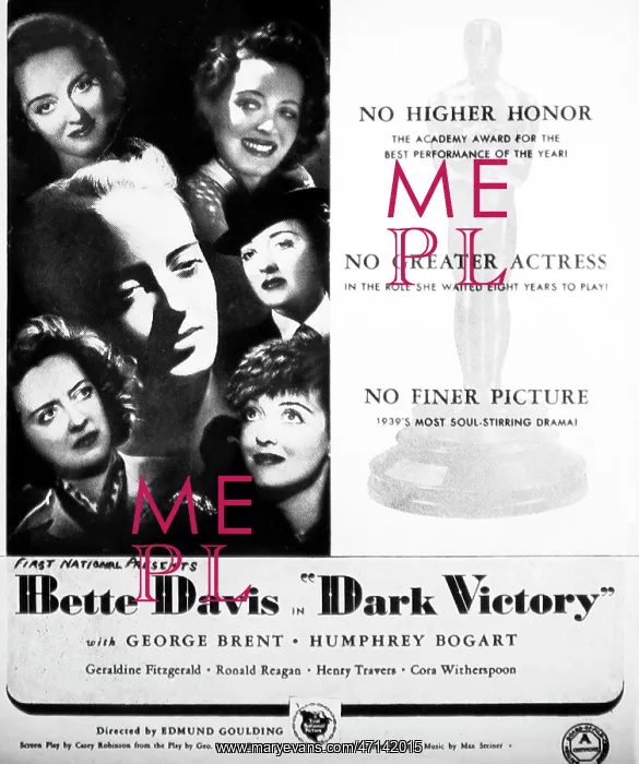 : Cinema advertisement for Dark Victory in 1939 : Cinema advertisement for Dark Victory in 1939