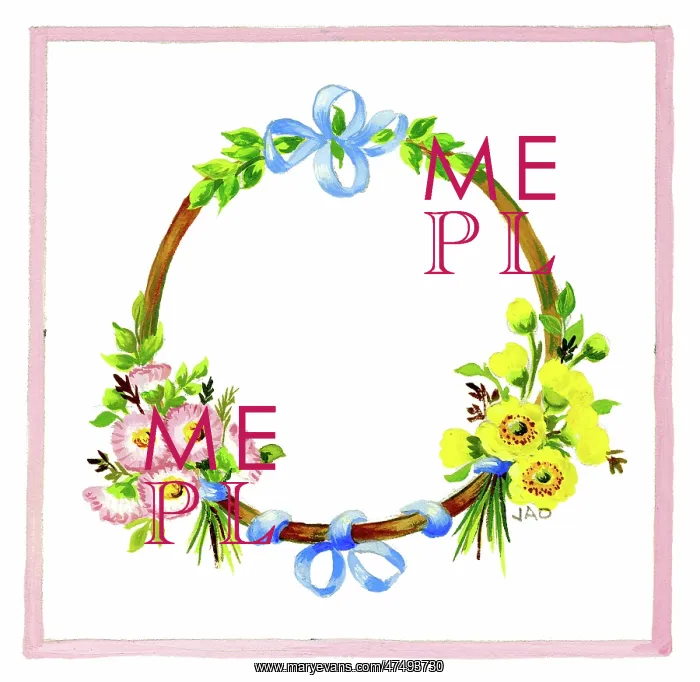 : Circle with blue bows, daisies and buttercups : Circle with blue bows, daisies and buttercups