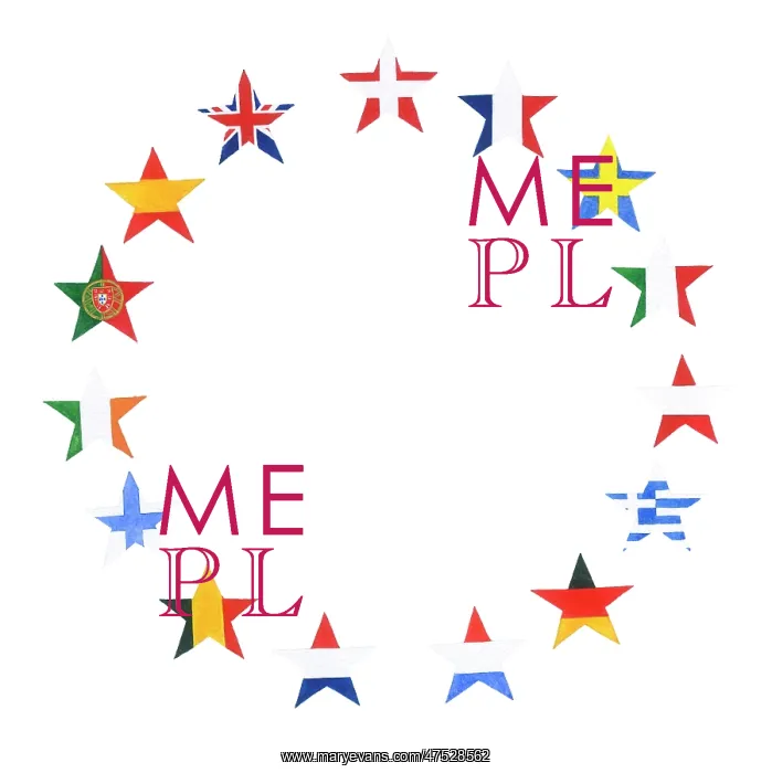 : Circle of stars with European flag designs : Circle of stars with European flag designs