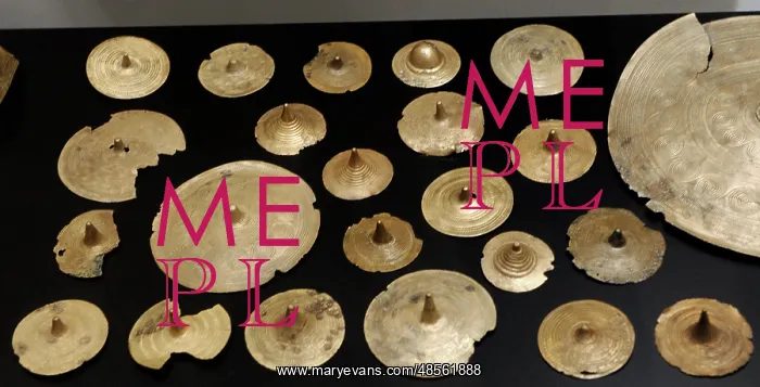 : Circular bronze belt ornaments. Bronze Age. 1400 BC. Found a : Circular bronze belt ornaments. Bronze Age. 1400 BC. Found a