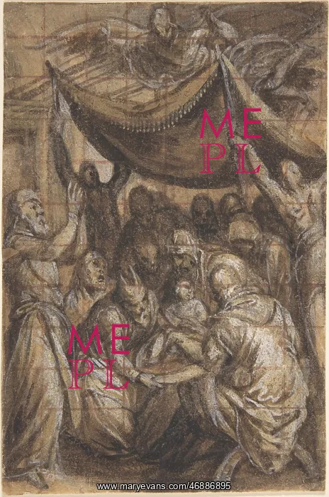 : The Circumcision, 1516?73, Brush and brown ink : The Circumcision, 1516?73, Brush and brown ink