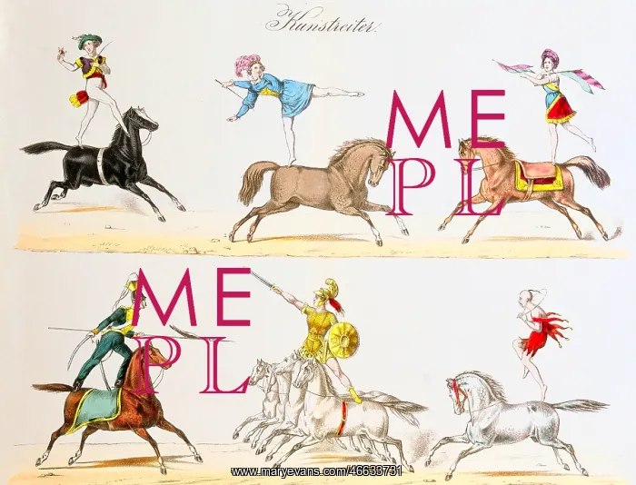  : circus, acrobatics, circus riding, lithograph