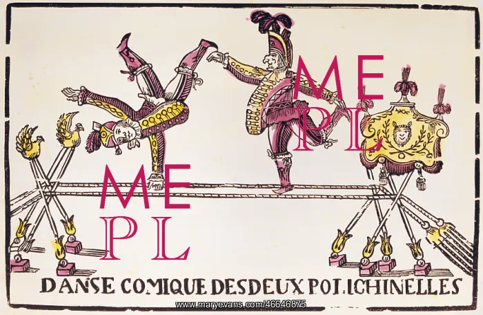: circus, acrobatics, tightrope walking, two Polichinelle : circus, acrobatics, tightrope walking, two Polichinelle