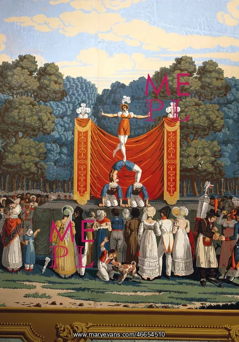 : Circus, acrobats on the stage, Tuileries, Paria : Circus, acrobats on the stage, Tuileries, Paria