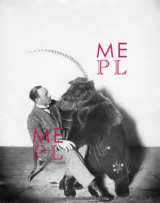 : Circus animal trainer with a bear, 1924 : Circus animal trainer with a bear, 1924
