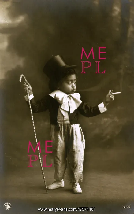 : A circus child smoking a cigarette : A circus child smoking a cigarette
