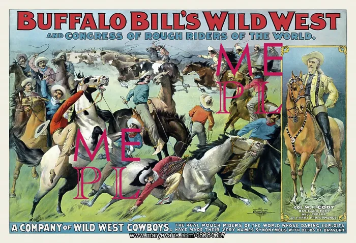 : Circus poster showing cowboys rounding up cattle : Circus poster showing cowboys rounding up cattle
