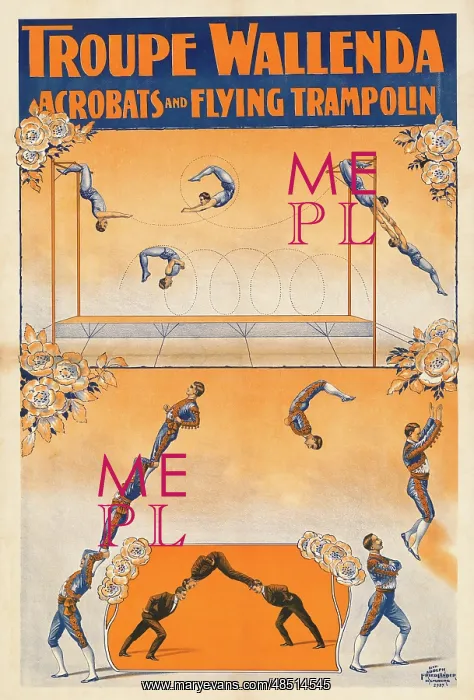 : Circus poster - trapeze, acrobats and flying trampolin : Circus poster - trapeze, acrobats and flying trampolin