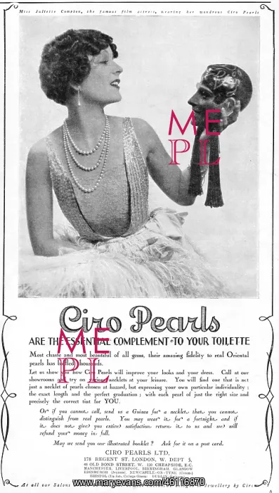 : Ciro's pearls advert, 1927 : Ciro's pearls advert, 1927