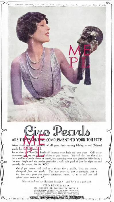 : Ciro's pearls advert, 1927 : Ciro's pearls advert, 1927