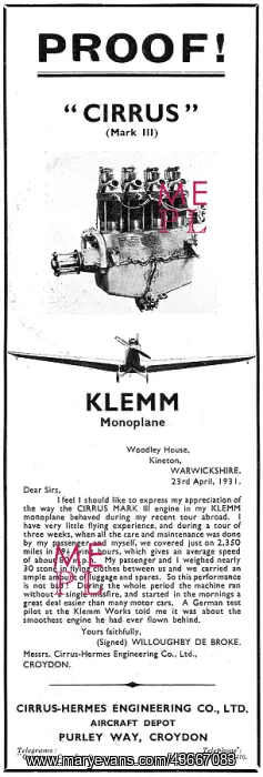 : Cirrus Aero Engines : Klemm : Cirrus Aero Engines : Klemm
