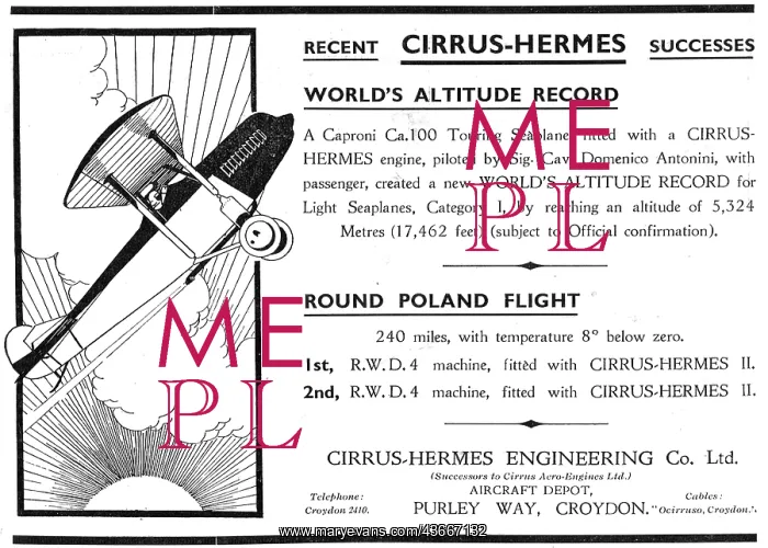 : Cirrus-Hermes Caproni Ca100 Altitude Record : Cirrus-Hermes Caproni Ca100 Altitude Record