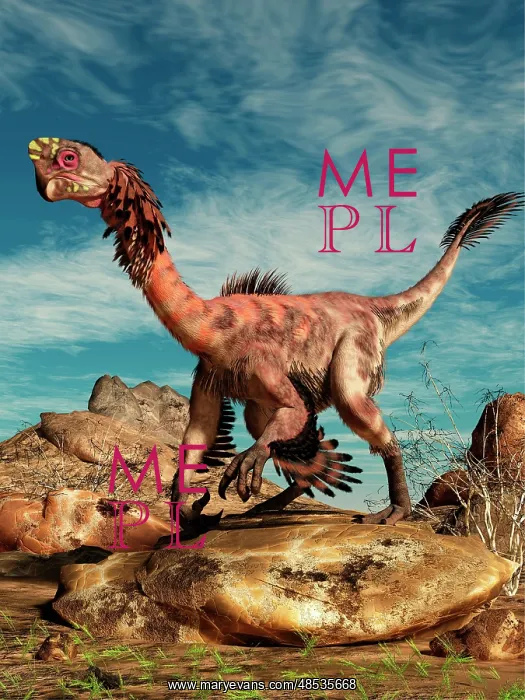 : Citipati on a rock in an arid landscape : Citipati on a rock in an arid landscape