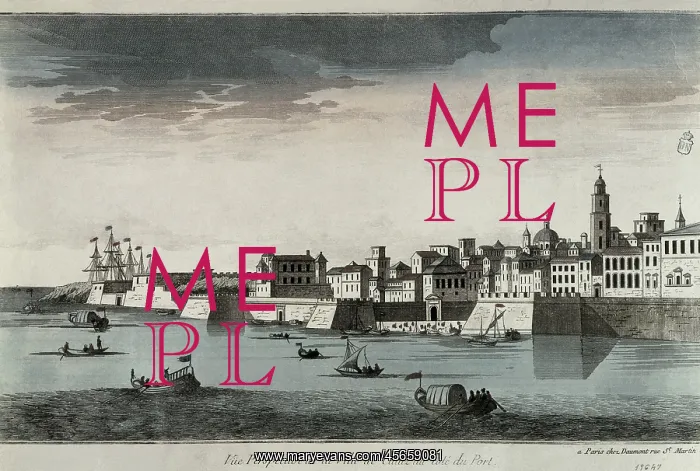 : City of Cadiz seen from the harbour. Engraving : City of Cadiz seen from the harbour. Engraving