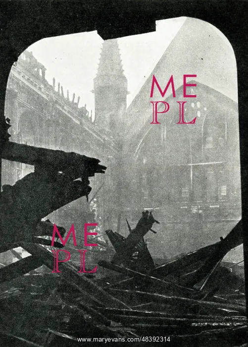 : City of London Guildhall after night raid, WW2 : City of London Guildhall after night raid, WW2
