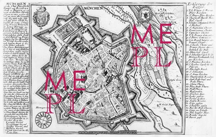 : City map of Munich from 1644 : City map of Munich from 1644