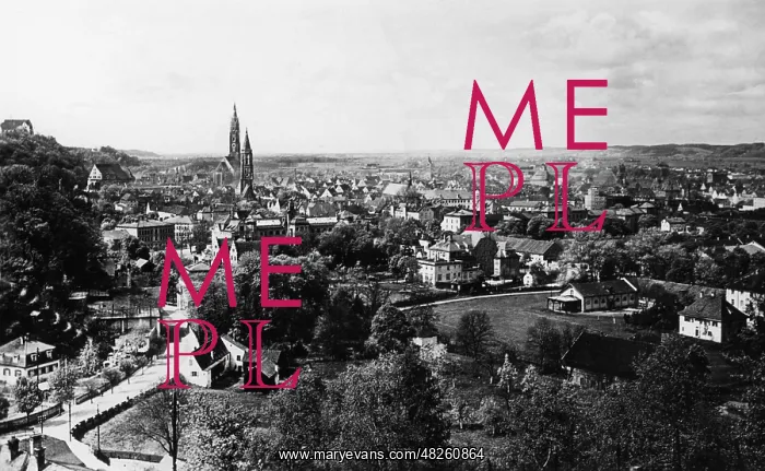 : City view of Landshut, around 1930 : City view of Landshut, around 1930