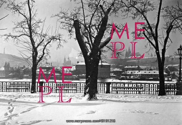 : The city view on Prague in winter, 1934 : The city view on Prague in winter, 1934