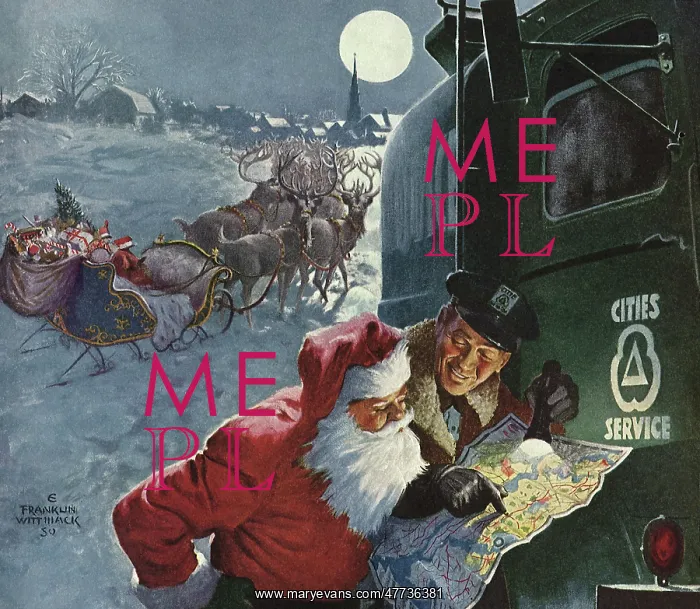  : City Worker guides Santa Claus with Map