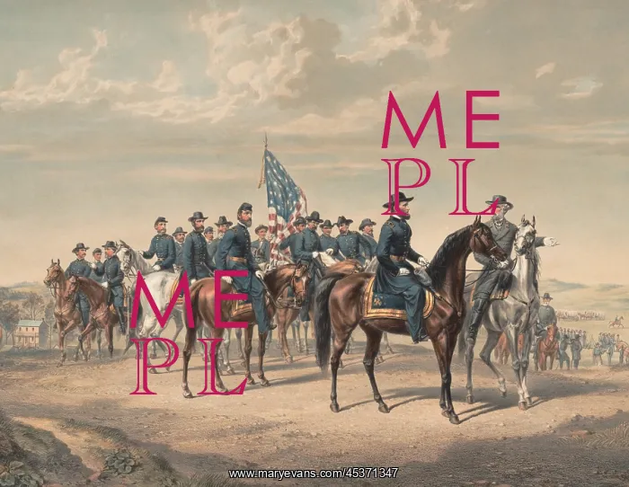 : US Civil War. General Lee and Grant with their : US Civil War. General Lee and Grant with their