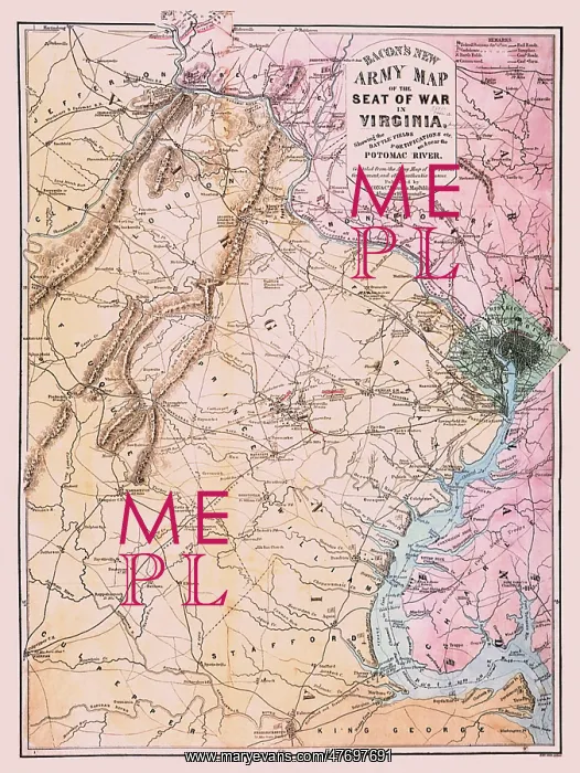 : Civil War Map- Virginia 1862 : Civil War Map- Virginia 1862