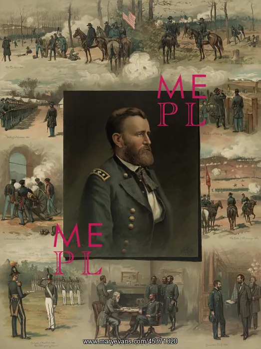 : US Civil War. Memorial poster, Grant from : US Civil War. Memorial poster, Grant from