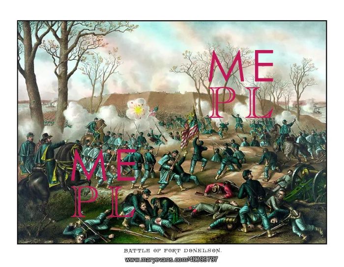 : Civil War Print of The Battle of Fort Donelson : Civil War Print of The Battle of Fort Donelson