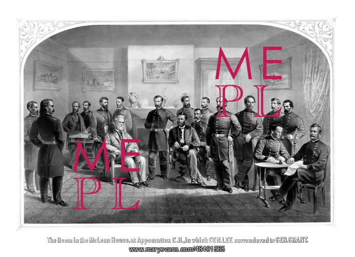 : Civil War print of General Lee surrendering : Civil War print of General Lee surrendering