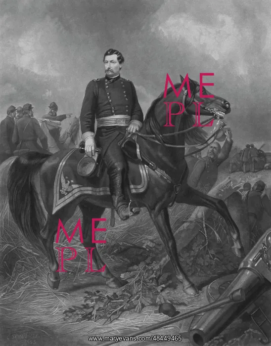 : Civil War print of Union General George McClellan : Civil War print of Union General George McClellan