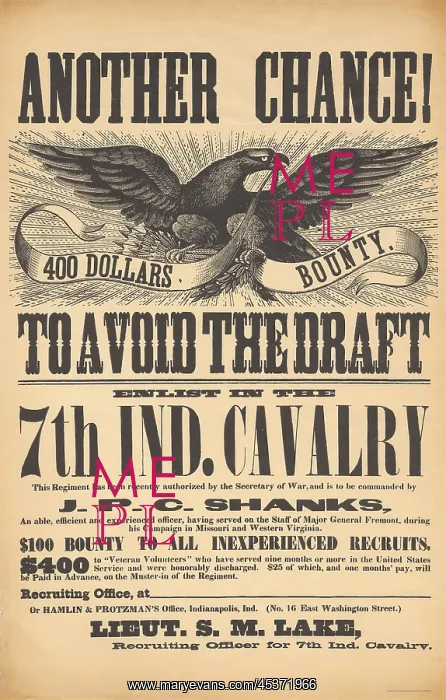 : US Civil War recruiting poster for the 7th : US Civil War recruiting poster for the 7th