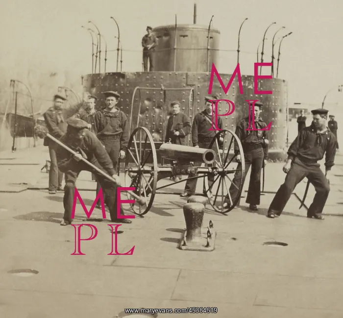 : US Civil War, Union sailors on the deck of : US Civil War, Union sailors on the deck of