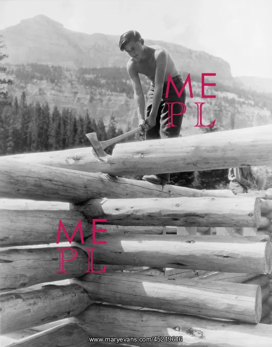  : Civilian Conservation Corp worker cutting ?