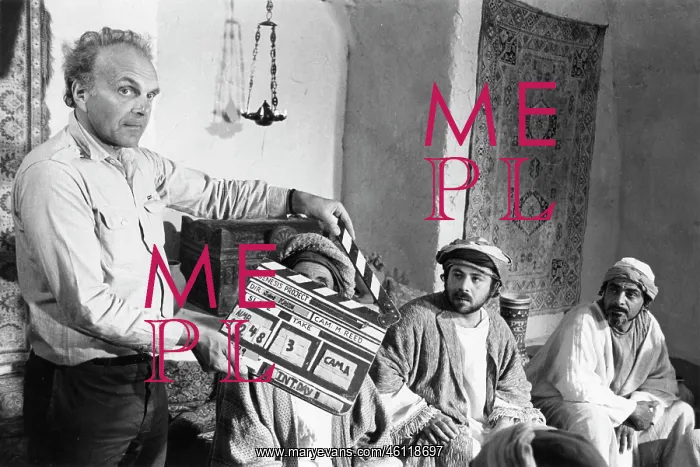 : Clapperboard in front of actors in biblical costume : Clapperboard in front of actors in biblical costume