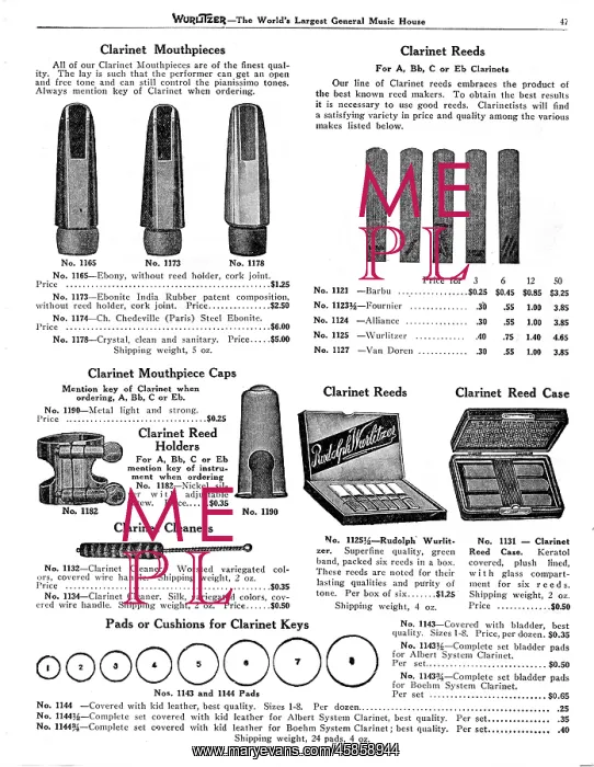 : Clarinet accessories, Wurlitzer : Clarinet accessories, Wurlitzer
