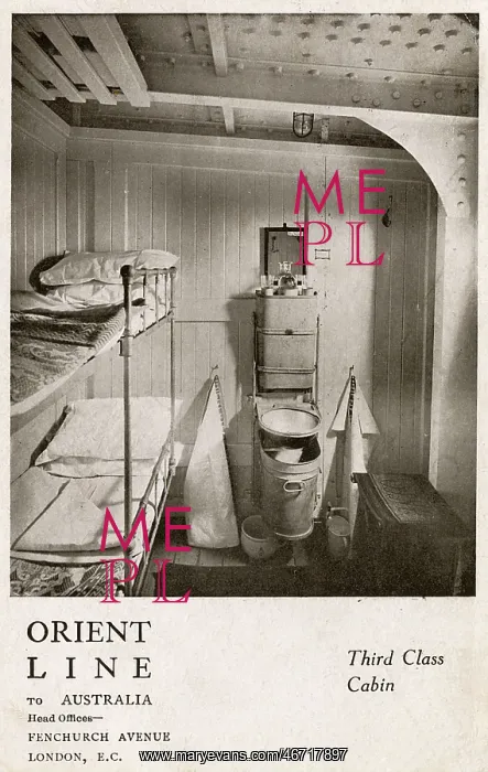: Third Class Cabin on the Orient Line to Australia : Third Class Cabin on the Orient Line to Australia