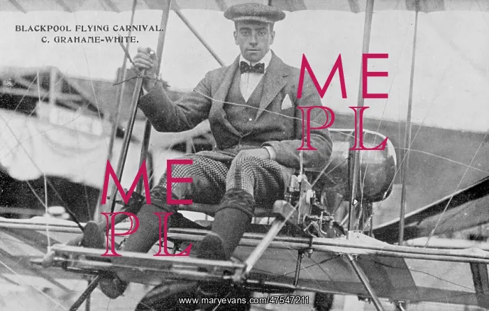 : Claude Grahame-White in an early aeroplane : Claude Grahame-White in an early aeroplane