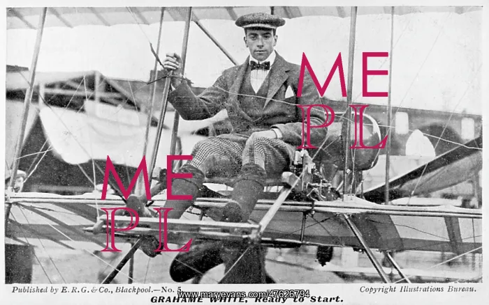 : Claude Grahame-White in an early aeroplane : Claude Grahame-White in an early aeroplane