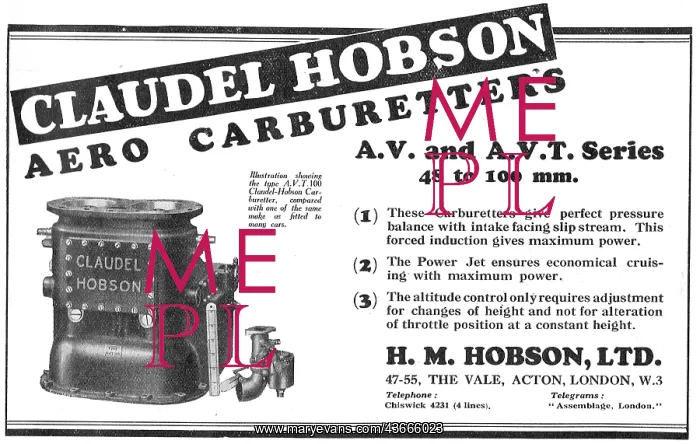 : Claudel Hobson Aero Carburetters: AV : Claudel Hobson Aero Carburetters: AV