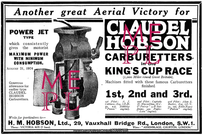 : Claudel-Hobson Aero Engine Carburetters : Claudel-Hobson Aero Engine Carburetters