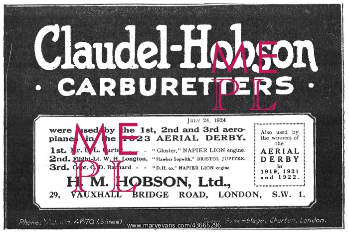 : Claudel-Hobson Aero Engine Carburetters : Claudel-Hobson Aero Engine Carburetters