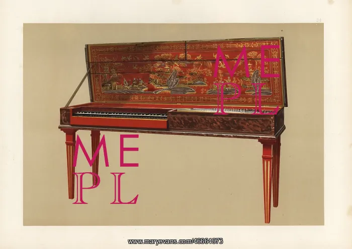 : Clavichord with painted lid in the Chinese : Clavichord with painted lid in the Chinese