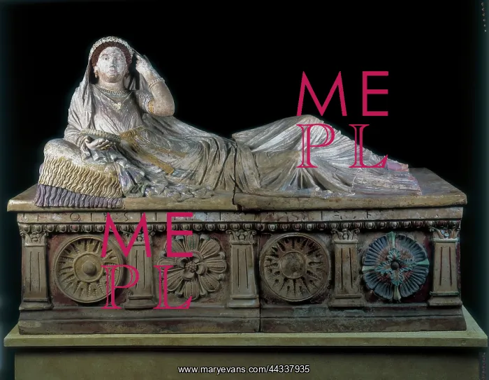 : Clay polychrome sarcophagus of Larthia : Clay polychrome sarcophagus of Larthia