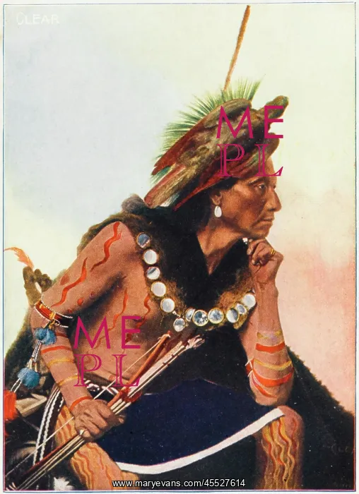 : Clear - A Native American man with bow & arrows : Clear - A Native American man with bow & arrows