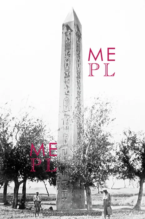: Cleopatra's Needle in Heliopolis, Egypt, in the 1870s : Cleopatra's Needle in Heliopolis, Egypt, in the 1870s