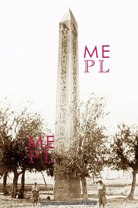 : Cleopatra's Needle in Heliopolis, Egypt, in the 1870s : Cleopatra's Needle in Heliopolis, Egypt, in the 1870s
