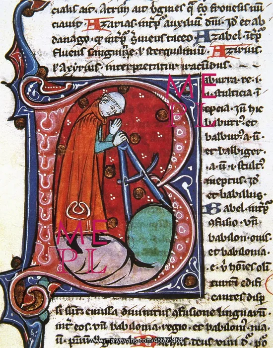 : Clergyman measuring the circumference of a star with a great : Clergyman measuring the circumference of a star with a great