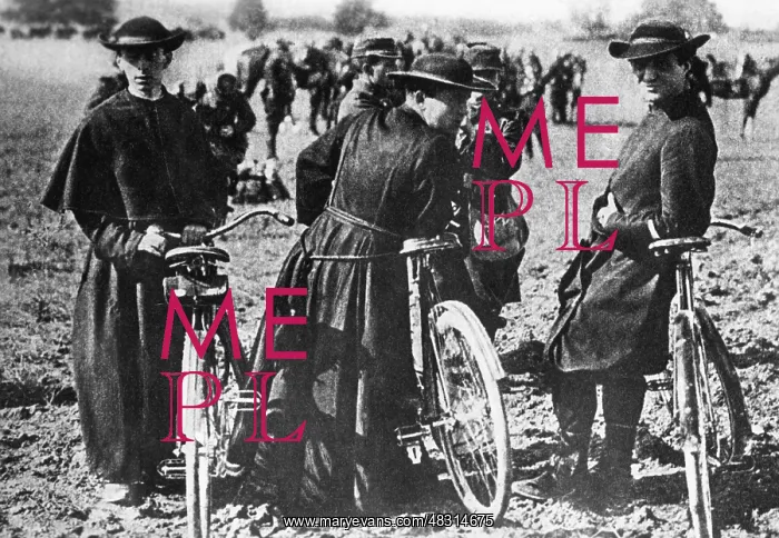 : Clerics with bicycles, 1915 : Clerics with bicycles, 1915
