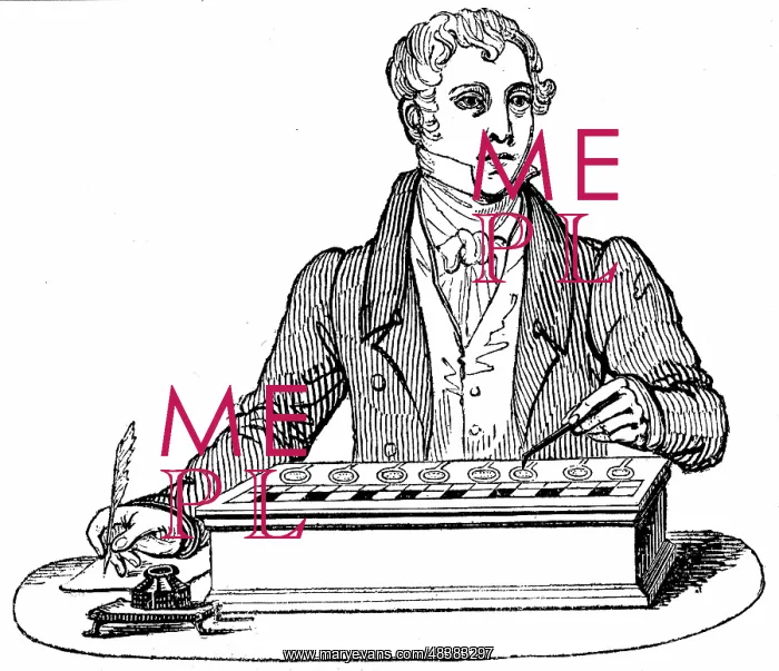: Clerk using a Pascal (1623-1664) type of adding : Clerk using a Pascal (1623-1664) type of adding