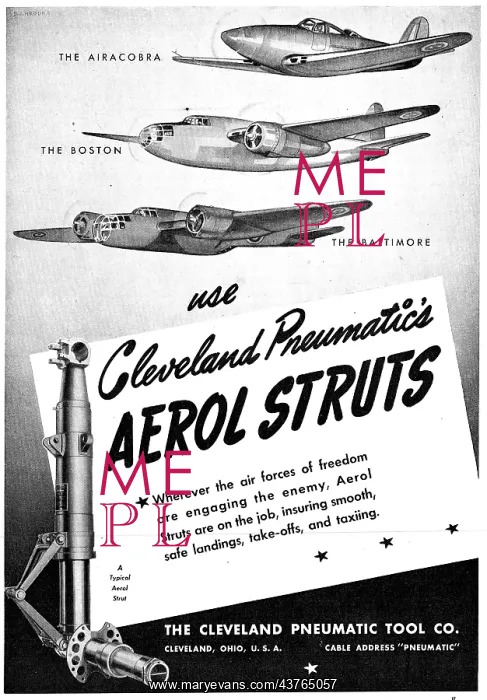 : Cleveland Pneumatic Aerol Undercarriage Struts. 1942 : Cleveland Pneumatic Aerol Undercarriage Struts. 1942