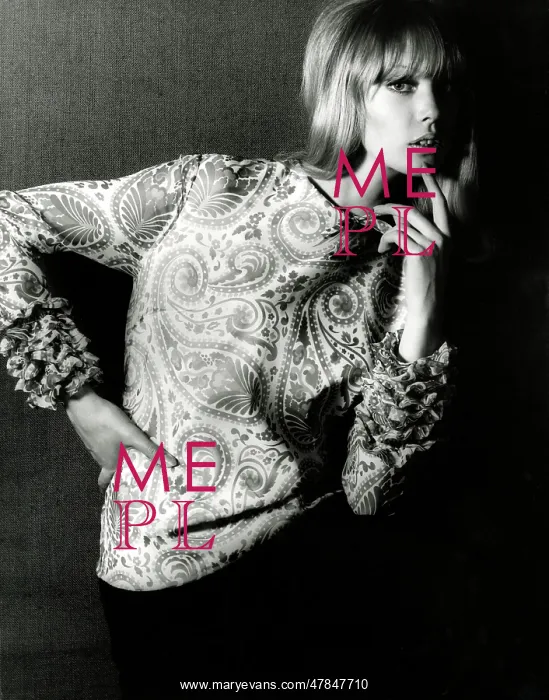 : Client: John Craig - Printed blouse - Model: Pattie Boyd : Client: John Craig - Printed blouse - Model: Pattie Boyd